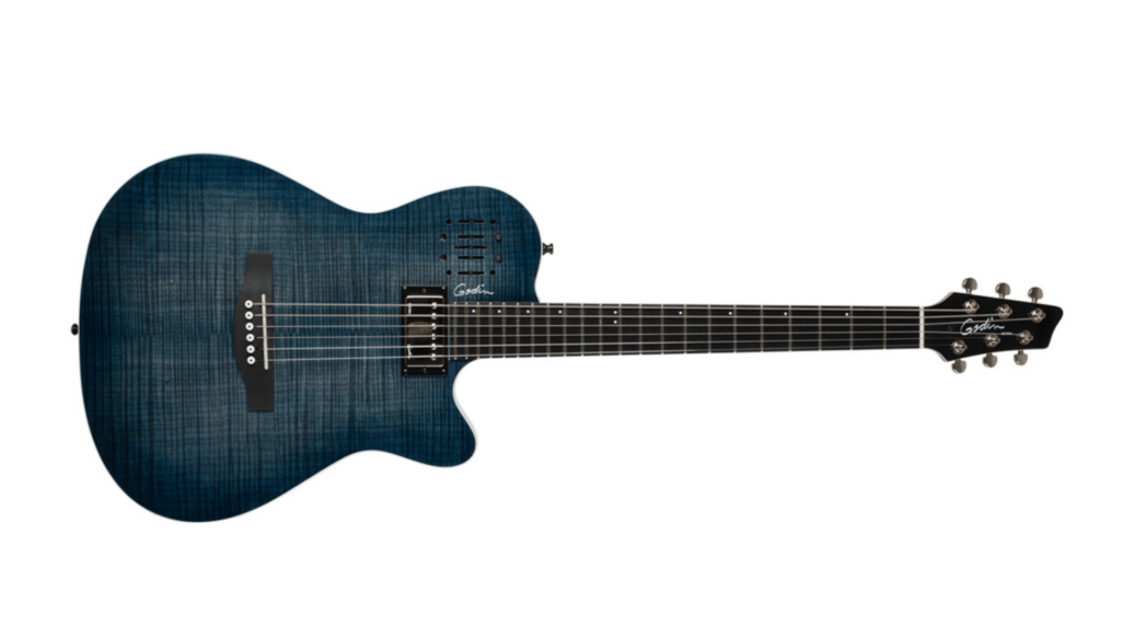 ギター Godin A6Ultra DenimBlue 25th Anniversary Violão eletro-acústico Godin A6 ULTRA Denim Blue Flame - HABRO Music